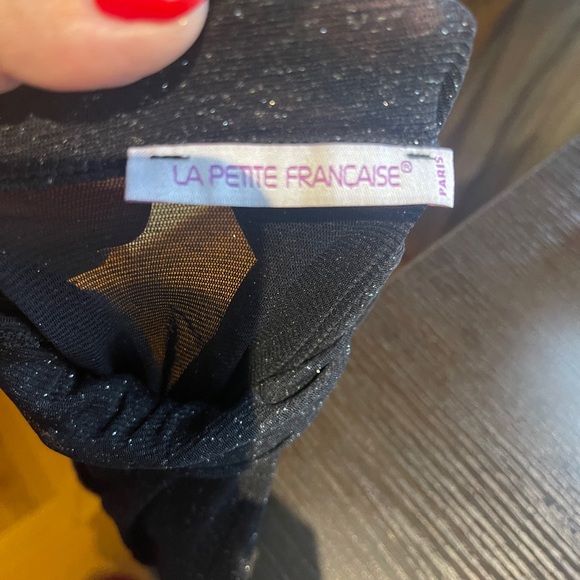 La petite Francaise Women’s sheer top turtleneck lurex sparkly Sz S/M - Picture 15 of 16